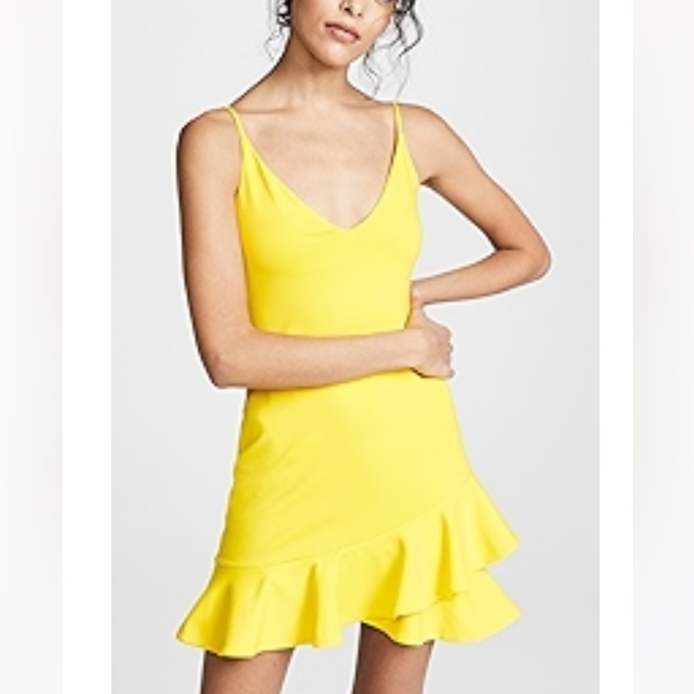 NWOT Susana Monaco Canary Yellow Ruffled Tank Dress SZ XS